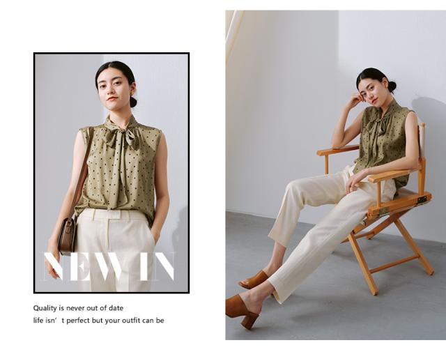 ポルカ ドット ノースリーブ トップス デート シャツ 上着 ショート丈