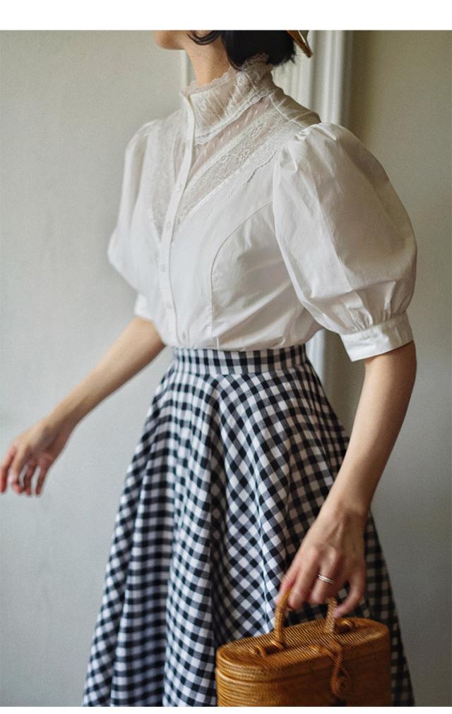 秋 レトロ ヘップバーン スカート 膝下 ミディアム丈 フレア Aライン