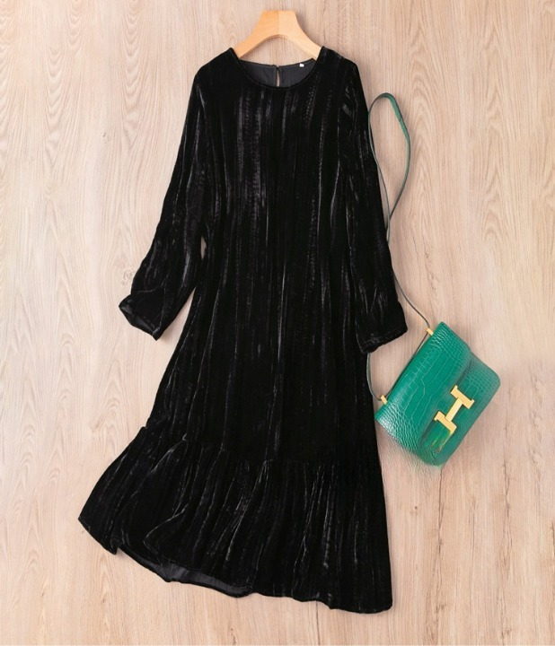 ワンピース フレアワンピース ワンピドレス 膝丈 ひざ丈 袖あり 長袖 U