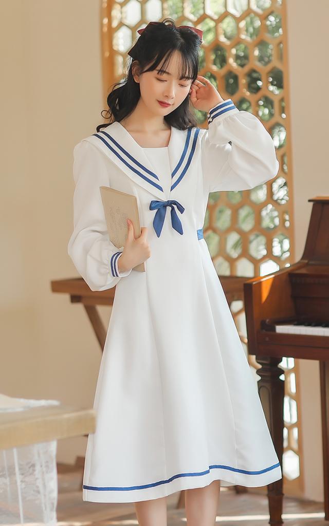 ワンピース フレア フレアスカート 半袖 袖あり セーラー服 コスプレ リボン かわいい 大人可愛い きれいめ シンプル カジュアル 大人 上品 おしゃれ お洒落 かっこいい レトロ アジアン エスニック エキゾチック 大人可愛い 大人女子 こなれ感 ラフ キュート ガーリー ルーズ ワンピース フレア フレアスカート 半袖 袖あり セーラー服 コスプレ