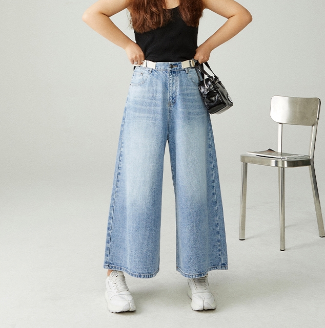 ボトムス Gパン ワイドパンツ バギーパンツ ワイド デニム ブルー