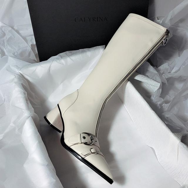 ロングブーツ ミドルヒール かわいい 大人可愛い きれいめ シンプル