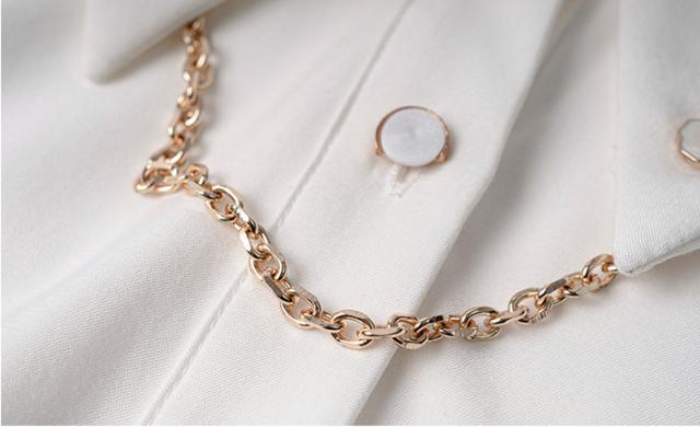 秋冬 フレンチ シャツ ブラウス 白トップス ショート丈 袖あり 長袖