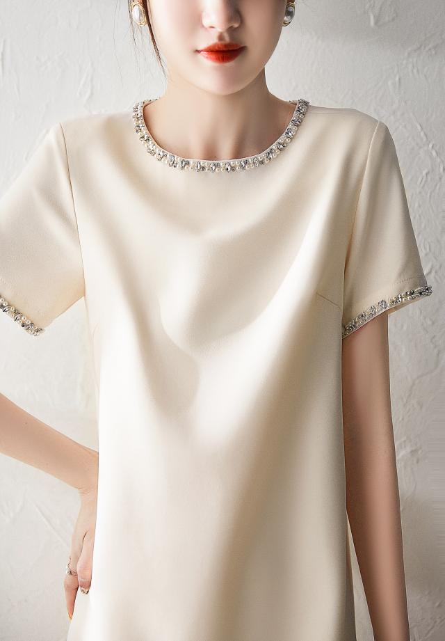 春夏 ビーズ ワンピース ワンピース デート ミディスカート ワンピ