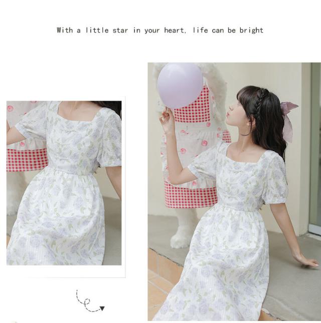 ロングワンピース ワンピース フレアワンピース フレア スクエアネック