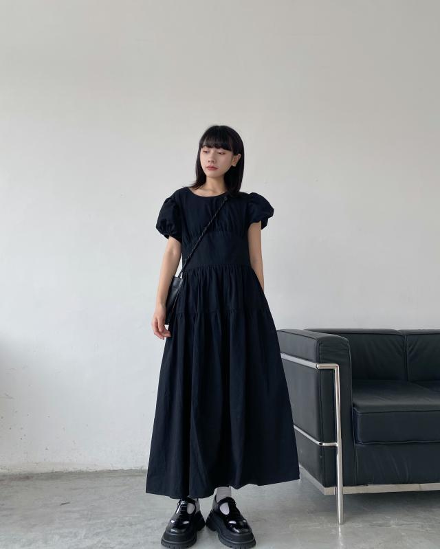 夏 カジュアル ドレス ロングスカート ワンピドレス ロング丈 袖あり