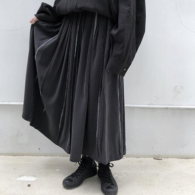 秋冬 ドレープ プリーツスカート スカート ロングスカート プリーツスカート ロング丈 ドレープ プリーツ ふわふわ ファスナー ポケット ハイウエスト 伸縮性 タイプＡ 薄手 異素材MIX 普通生地（秋冬用） かわいい 大人可愛い カジュアル お洒落 大人女子 こなれ感 キュート