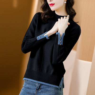 秋冬 トップス セーター 上着 ショート丈 袖あり 長袖 ハーフタートルネック 襟付き ストレート レギュラー ヘッジング ふわふわ 編み込み 伸縮性 ウール 厚手 普通生地（春秋用） 大人可愛い カジュアル お洒落 かっこいい こなれ感 キュート ルーズ 無地 秋 冬 レディースの通販は 5,980円