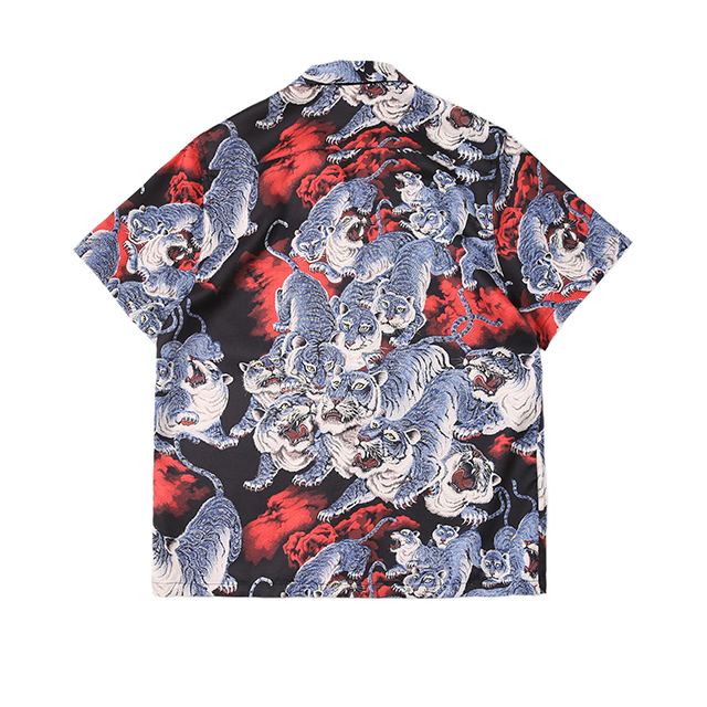 個性的 派手 アロハ トップス 袖あり 半袖 襟付き 大人可愛い