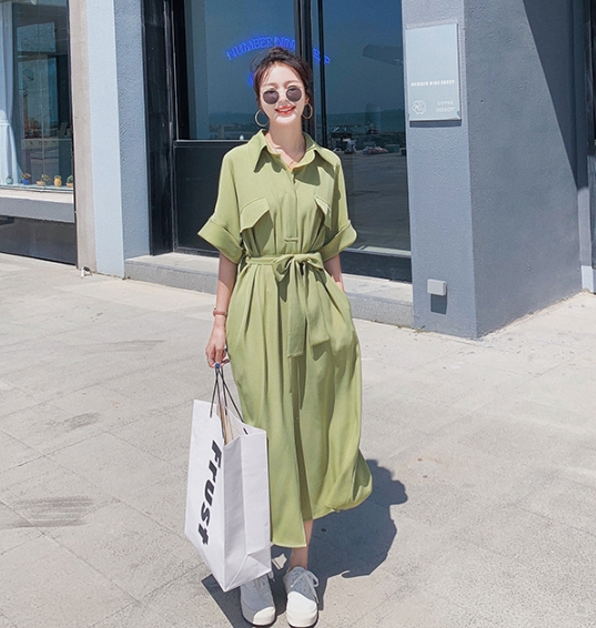 シャツワンピース ワンピース シャツ ブラウス 袖あり 半袖 5分袖 五分