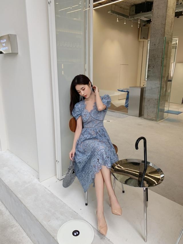 レース使いワンピース ドレス ワンピース Aラインドレス ワンピドレス