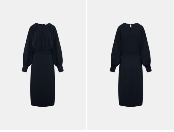 タイトワンピース ワンピドレス 膝下 ミモレ丈 袖あり 長袖 ボリューム