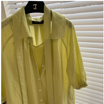 シャツワンピース 膝下 ミモレ丈 袖あり 7分袖 ラグランスリーブ 襟