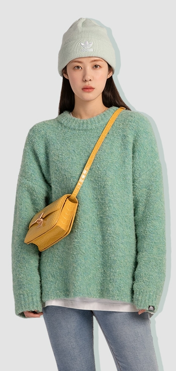 送料無料】トップス ニットソー プルオーバー 長袖 萌袖 ラウンド