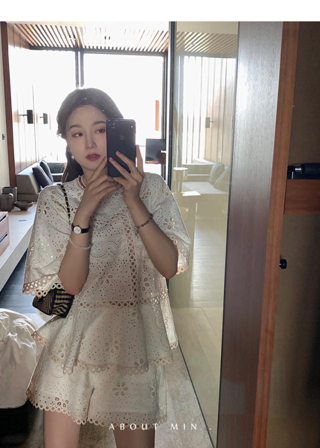 トップス ブラウス カットソー プルオーバー 白トップス 袖あり 5分袖