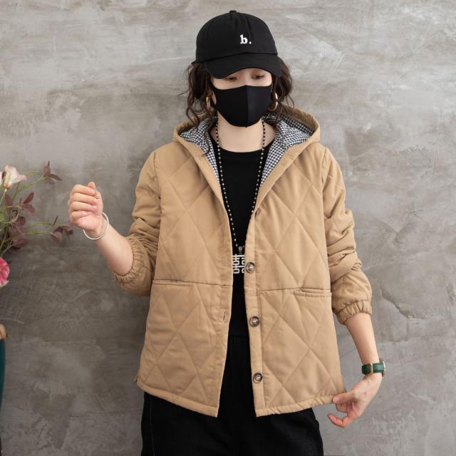 アウター フーディー コート ジャケット シャンパー 上着 長袖 ストレート サイドスリット フード付き ポケット キルティング 綿 大人可愛い シンプル カジュアル おしゃれ 大人女子 こなれ感 ラフ 主役級 存在感 抜け感 無地 チェック柄 秋 冬 10代 20代 30代 40代の通販は 6,480円