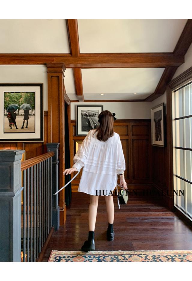 トップス ワンピース シャツ ブラウス プルオーバー チュニック 白