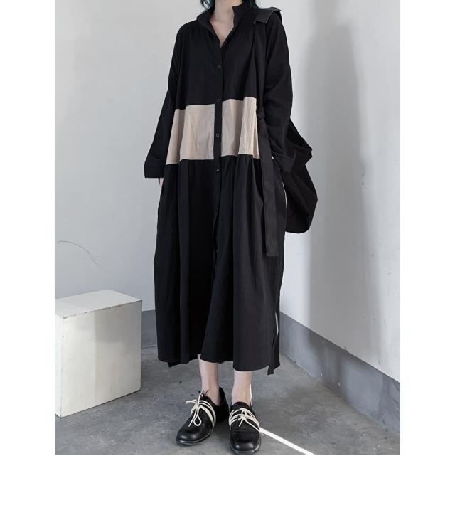 ワンピース シャツワンピース ロング丈 マキシ丈 長袖 ドロップ