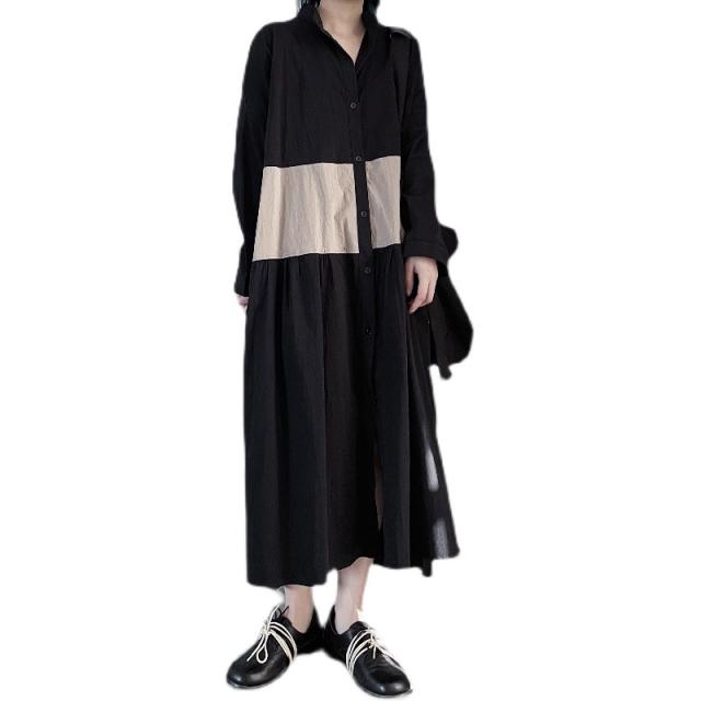 ワンピース シャツワンピース ロング丈 マキシ丈 長袖 ドロップ