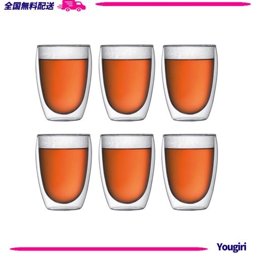 BODUM ボダム グラス コップ タンブラー PAVINA パヴィーナ ダブルウォールグラス 350ml 6個セット 保温保冷性 二重構造 耐熱ガラス 電子