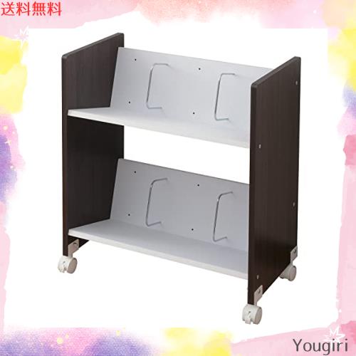 [山善] ファイルワゴン 2段 幅55×奥行30×高さ65.5cm A4サイズ 仕切付き 出し入れしやすい キャスター付き 組立品 ブラウン CFR-60532C(
