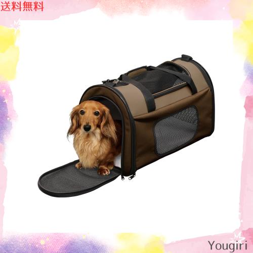 アイリスオーヤマ(IRIS OHYAMA) 犬 猫 キャリー 折りたたみ 収納付 シートベルト固定可 ブラウン 小型犬 Mサイズの通販は 5,621円