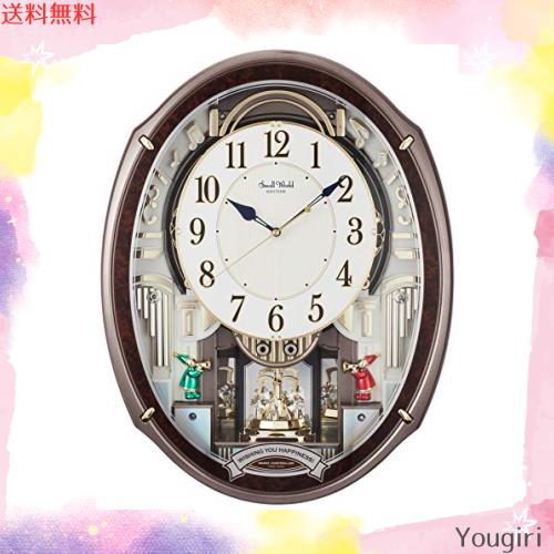 リズム(RHYTHM) 掛け時計 電波時計 からくり時計 48曲メロディ付き