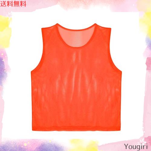 【12枚セット】ビブス 大人用 トレーニングビブス フットボールビブス 軽量 吸汗速乾 サッカー イベント フットサル オレンジの通販は