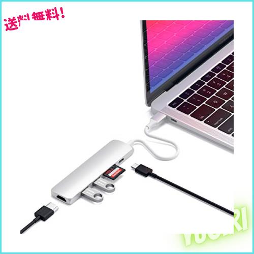 Satechi スリム V2 マルチ USB-Cハブ 6in1 (シルバー) USB-C PD(60W), 4K HDMI(60Hz), Micro/SDカードスロット, USB-A (MacBook Pro/Air2の通販は