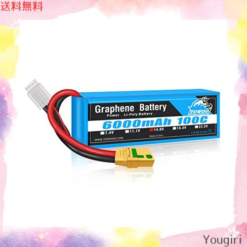 Yowoo グラフェンバッテリー、4S 14.8V 6000mAh 100C Lipoバッテリー with XT90-S プラグ付きfor 1/8スケール電気RCバギートラギークロー 7,505円