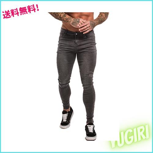 [GINGTTO] メンズジーンズ ストレッチ スリム スキニーパンツ メンズ デニムパンツ グレー 34の通販は