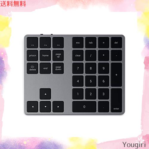 Satechi Bluetooth 拡張 テンキー スリム 充電式 34キー (スペースグレイ) (iMac, MacBook, iPad など2012以降MacOSデバイス対応)