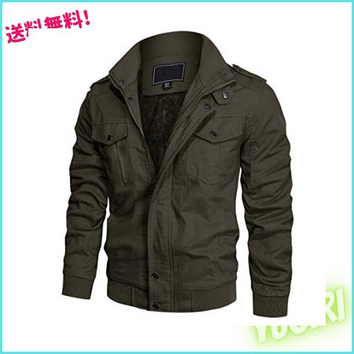 [KEFITEVD] ワークジャケット メンズ ジャンパー 裏ボア 作業服 厚手 カーゴジャケット ミリタリー 中綿ジャケット バイク用 緑 od グリ