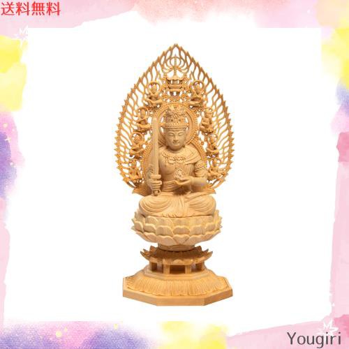繁樓藝雕 仏像 虚空蔵菩薩 仏壇仏像 置物 桧木製 木彫り 飛天光背 八角台座 丑年・寅年 開運十二干支お守り本尊 祈る 厄除け（高さ28cm×の通販は