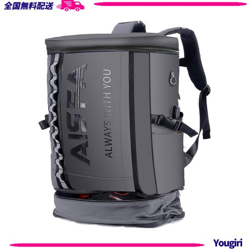 [AISFA] リュック メンズ リュックサック スクエア バックパック 防水17インチ PC ビジネス ラップトップバック USB充電ポート付き 30L