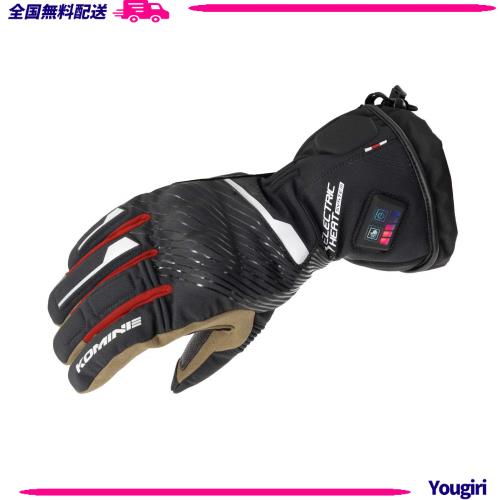 コミネ(KOMINE) バイク用 デュアルヒートプロテクトエレクトリックグローブ ブラック/レッド L EK-215 13072 秋冬春向け 防水 防寒 電熱