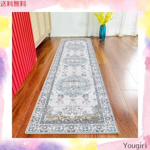 DECOMALL キッチンマット 240 洗える ペルシャ絨毯風 廊下 カーペット 60x240CM 台所マット おしゃれ オールシーズン 滑り止め 花柄 ラグの通販は