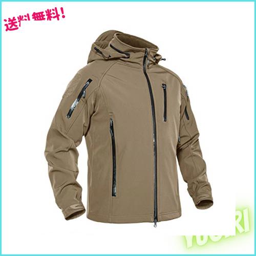 [KEFITEVD] 防寒服 釣り メンズ 防水ジャケット バイク 防風ジャケット カジュアル ミリタリージャケット 冬服 保温 カーキ 3XL