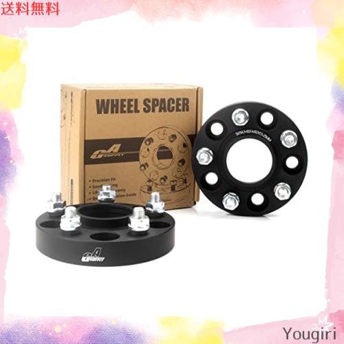 GAsupply 鍛造ワイドトレッドスペーサー PCD114.3 5H 内径60.1 M12XP1.5 厚さ25mm ワイトレハブリング一体 マットブラック【2枚セット】の通販は 6,889円