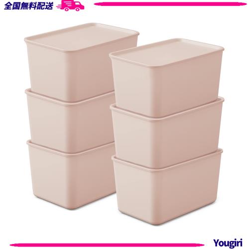 アイリスオーヤマ 収納ボックス ふた付き 6個セット 幅45×奥行29×高さ25cm 収納ケース ふた付き積み重ねBOX ピンクベージュ 収納 衣類 の通販は 6,349円