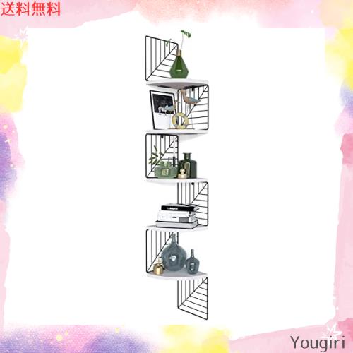 Love-KANKEI コーナーシェルフ ウォールシェルフ コーナー棚 コーナーラック 壁掛け棚 5段 ウォールラック 収納棚 ネジ付き 天然木製 (ホの通販は 4,697円