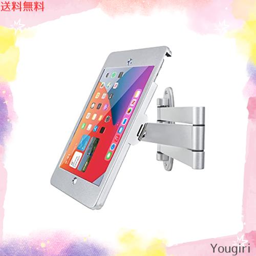 Westruggleタブレットブラケット、壁ネジ固定、引張り折りたたみ調整アーム、10.2’’iPad(9th 8th 7th Gen.)、防犯安全ロックと鍵付き、多