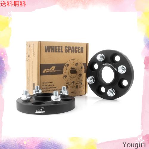 GAsupply 鍛造ワイドトレッドスペーサー PCD100 4H 内径54.1 M12XP1.25 厚さ20mm ワイトレハブリング一体 マットブラック【2枚セット】の通販は 5,084円