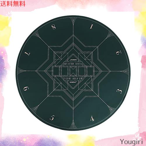 SLOWPLAY Nash ポーカーマット テキサスホールデム 円形120cm｜アール・デコ調プリント ポータブルプレイマット 縁取り グリーン 滑らかの通販は