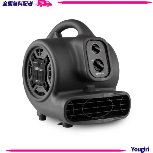 XPOWER P-230AT多機能移動共用ファン乾燥機プラグと時計付き修復および配管用送風機 (黒)