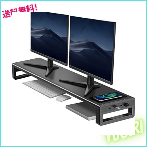 VAYDEER 金属元素製デュアル 管する台 机上台 2画面 モニタスタンドワイヤレス申し受ける役立つことと4つのUSB 3.0ハブポートディスプレイ台幅100糎