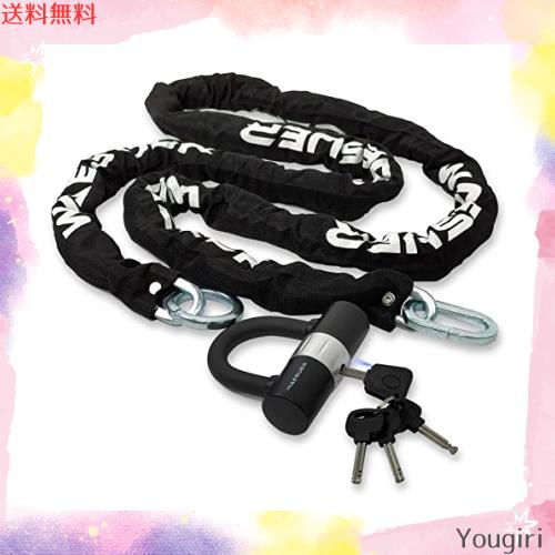 Waesuer バイク ロック 極太チェーンロック φ(直径)10mm*2.0m U字ロック付き エンドリング 多彩な使用方法 自転車原付オ : Waesuer バイク ロック 極太チェーンロック φ(直径)10mm