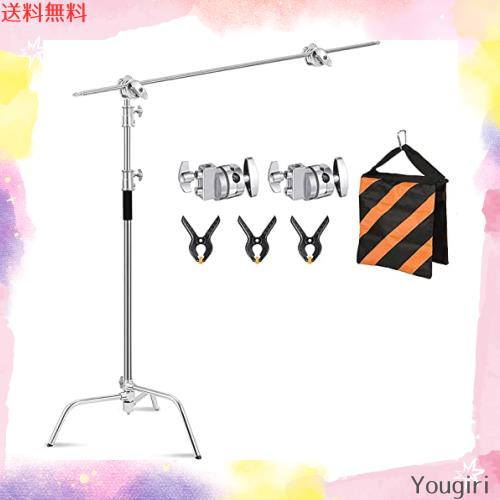 SOONPHO センチュリースタンド 3.3M Cスタンド ステンレス鋼 ライトスタンド 130cmブームアーム キット付き 長さ調節可能 撮影スタジオ撮