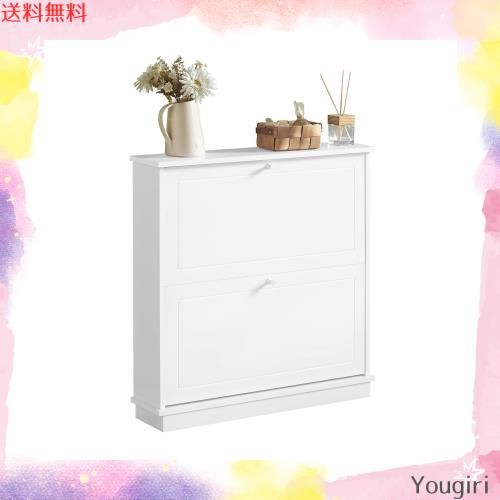 SoBuy シューズボックス スリム 下駄箱 靴箱 薄型 奥行18cm おしゃれ 省スペース 狭い シューズラック 玄関ベンチ 靴収納 棚 玄関収納 靴の通販は