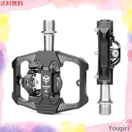 GEWAGE 自転車 ペダル ビンディングペダル 片面フラット 3ベアリング 滑り止め アルミ製 9/16インチ ブラック (GE-162)